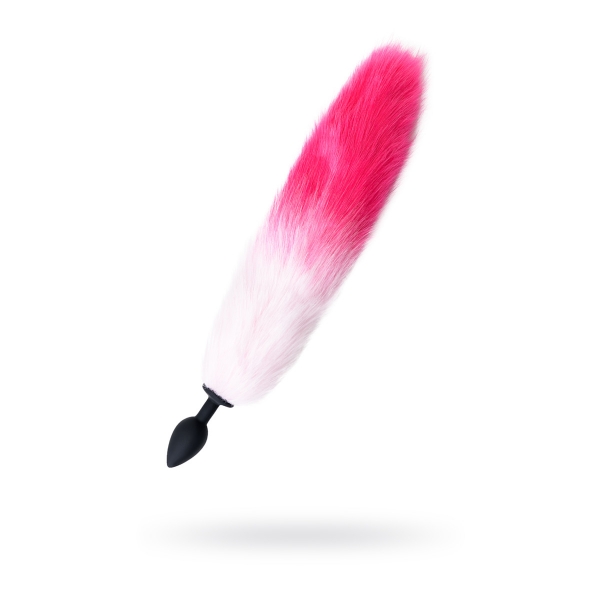 Анальная втулка с бело-розовым хвостом POPO Pleasure by TOYFA, M, силикон, 45 СМ, Ø 2,5 СМ