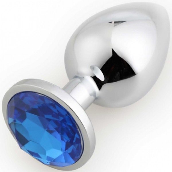 Серебристая пробка с синим кристаллом Large