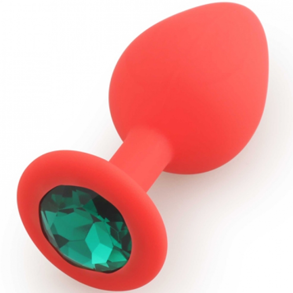 Красная силиконовая пробка с зеленым кристаллом, M