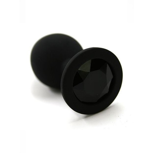 Черная силиконовая пробка с черным кристаллом Medium