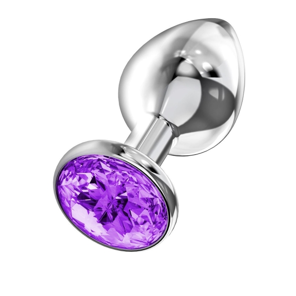 Серебристая ребристая пробка с фиолетовым кристаллом Medium