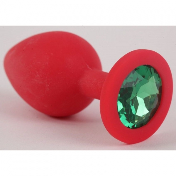 Красная силиконовая пробка с темно-зеленым кристаллом S