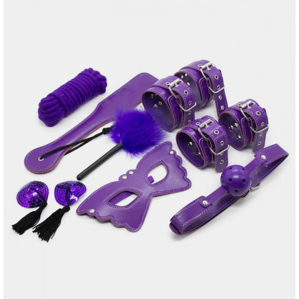 Набор БДСМ фиолетовый, 8 предметов