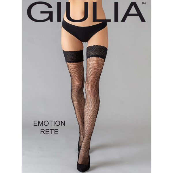 Чулки в мелкую сетку Giulia Emotion Rete черные, размер 3/4