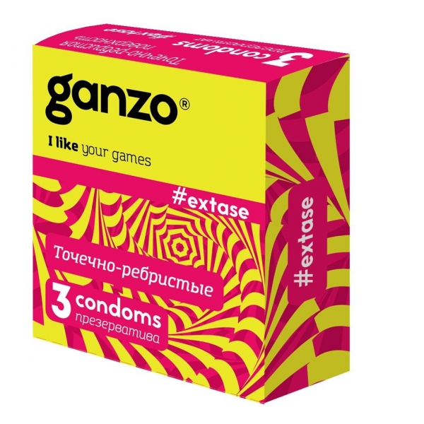 Презервативы "GANZO" EXTASE №3 (анатомические с точечной и ребристой текстурой)